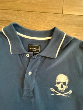 Y2K Marc Ecko Cut & Sew Skull Embroidered Polo Shirt Mens Large